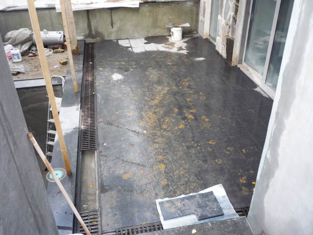 Installation of granite plates in the course of floor facing  =>Following