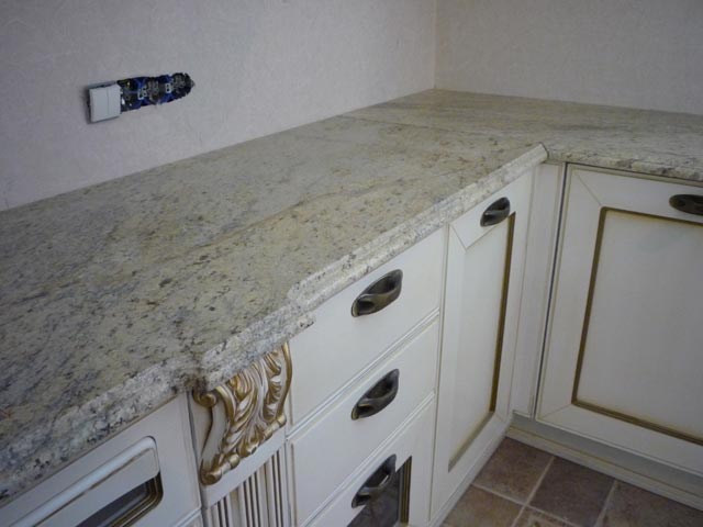 Table-top kitchen from granite Colonial Cream, India  =>Following
